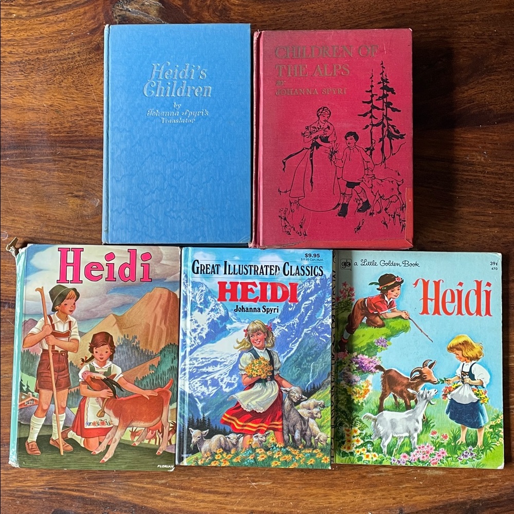 5 HEIDI and ALPS Vintage Books Collection by Johanna Spyri